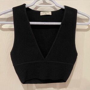 Babaton Aritzia Size XS Black Deep V Sculpt Ribbed Bralette Tank Top